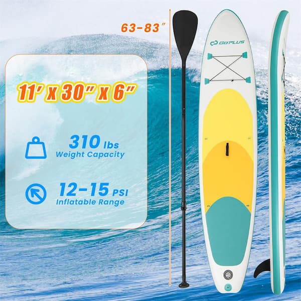 11 ft. Inflatable Stand Up Paddle Board whth Accessories Paddle Hand Pump Repair Kit, Yellow
