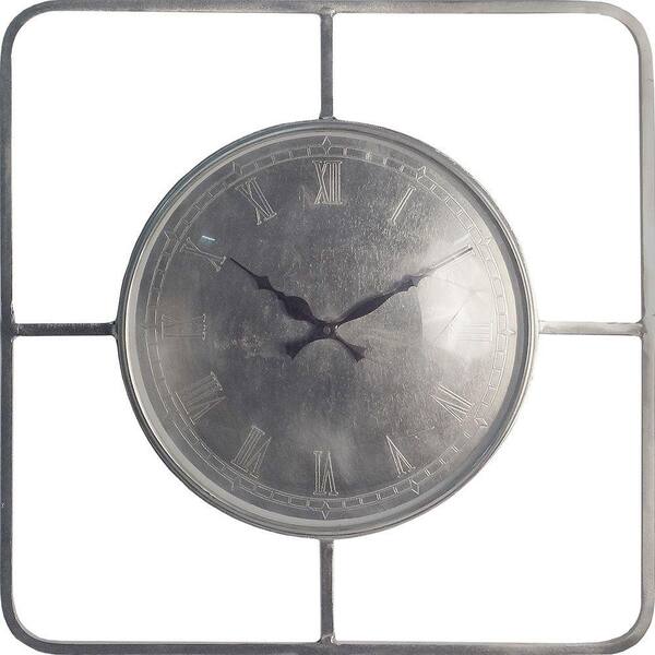 Renwil 18.5 in. H Square Raw Nickel Wall Clock
