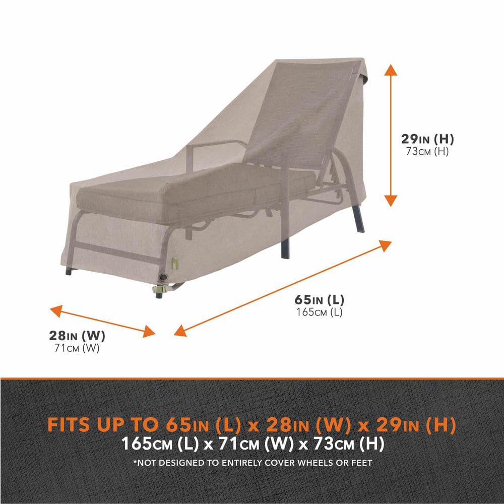Sandstone Waterproof Patio Chaise Lounge Cover, 65" x 28" x 29"