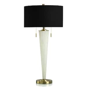 34.75 in. Brass Candlestick Task and Reading Table Lamp for Living Room with Black Linen Shade