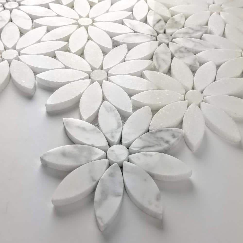 Tuscany 12x12 Beige Marble Floral Mosaic Tile
