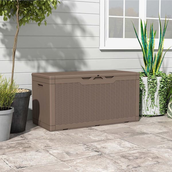 Patiowell 120 Gal. Heavy-Duty Outdoor Storage Plastic Resin Deck Box Large  Patio Storage Container in Black PASB120W0 - The Home Depot