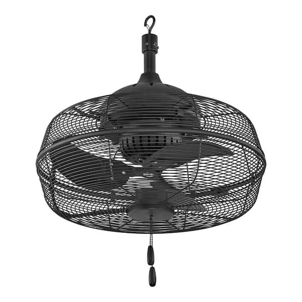 Garenne 18 in. Indoor/Covered Outdoor Ceiling Fan with Pull Chain Switch Matte Black with Internal Oscillation