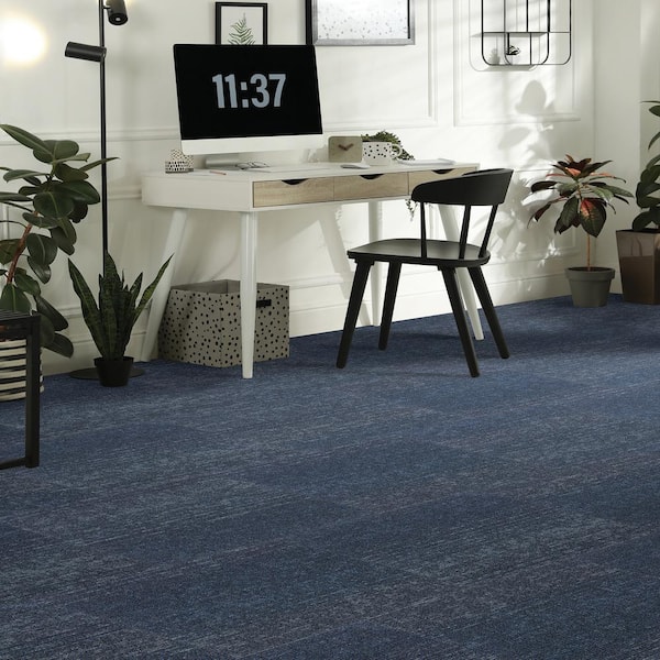 RILY カーペット Blue Mohawk Elite - Loring Heights - Blue Commercial 24 x 24 in. Glue