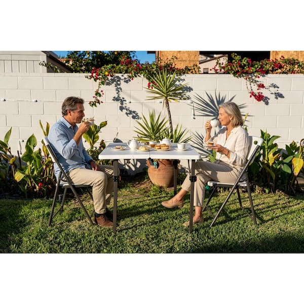 HDX 34 in. White & Grey Indoor/Outdoor Folding Square Card Table