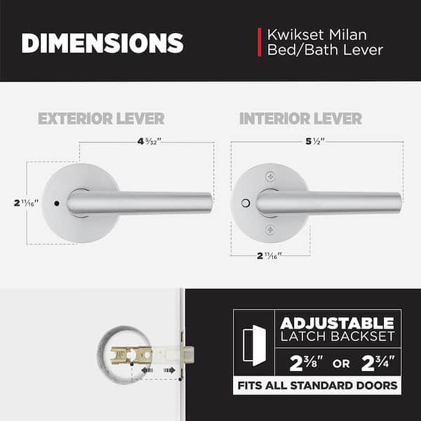 Kwikset Milan Satin Chrome Round Bed/Bath Reversible Door Handle
