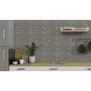 Champagne Bevel Herringbone 12.38 in. x 16.5 in. Glossy Glass Patterned Look Wall Tile (10.6 sq. ft./Case)