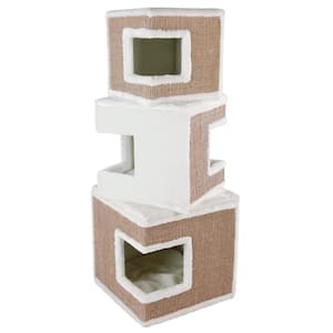Lilo Cat Tower : Modern 3-Story Condo : Sisal Scratching Surface : Light Brown : 48 in. Tall