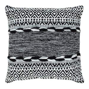 Black and White Soft Boho Tribal Pattern Jacquard Decorative Cotton Accent 4 in. x 18 in. Throw Pillow (Set of 2)