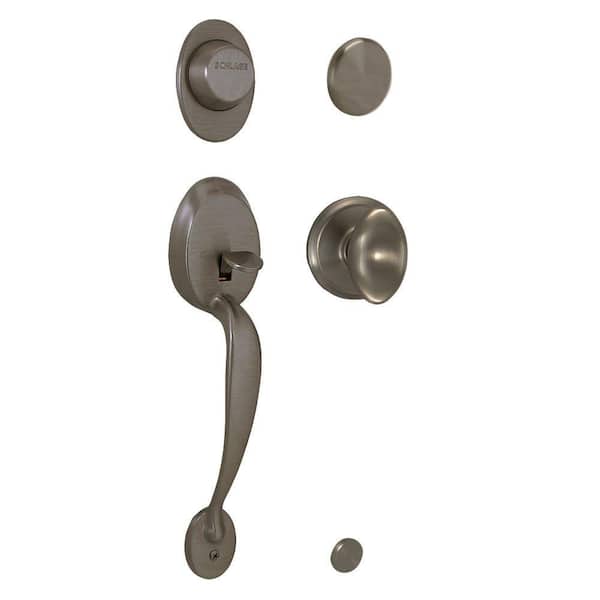 Schlage Plymouth Handleset with Siena Interior Knob Antique Pewter - Dummy Style-DISCONTINUED