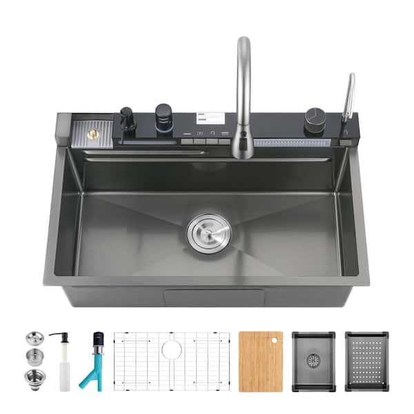 ⭐️Sanchin730⭐️ SANFANGIE 30 in. Drop-In/Undermount 16 Gauge Single Bowl Black