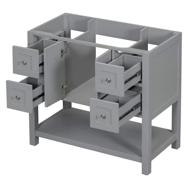 COWLOWN 35.6 in. W x 17.9 in. D x 33 in. H Bathroom Gray Linen Cabinet
