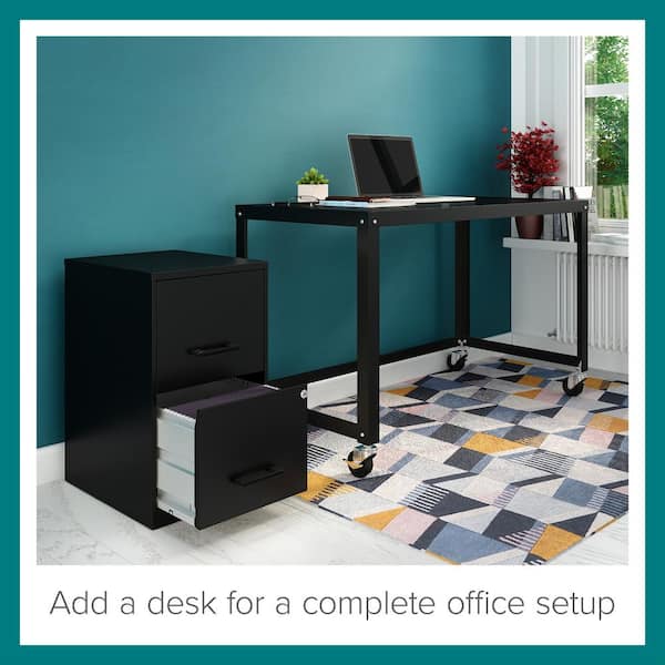 18 in. D 2-Drawer Black Metal Letter Width 14.25 in. W Vertical File Cabinet