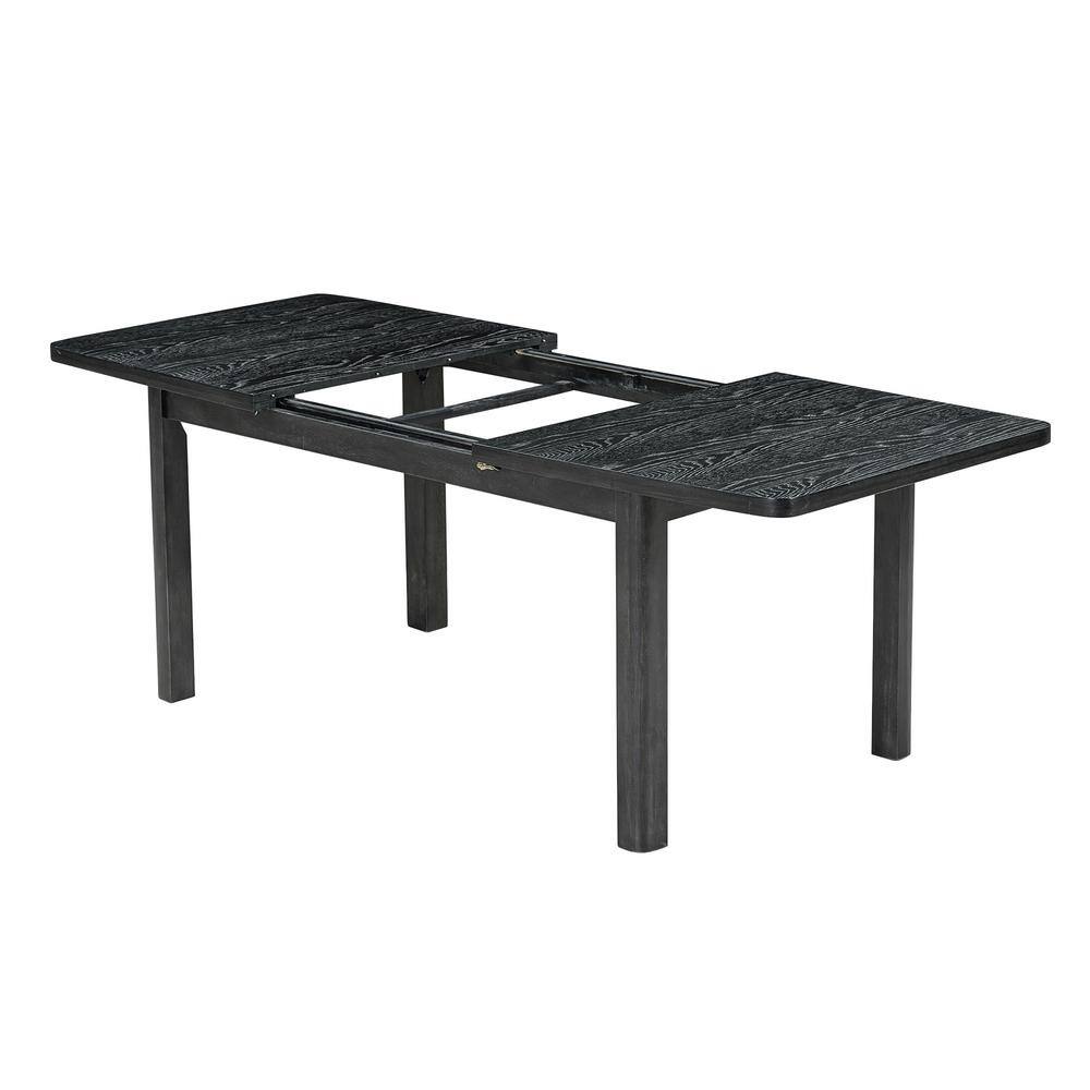 9-Piece Rustic Black/ Gray Extendable Wood Top Dining Room Set Seats 8