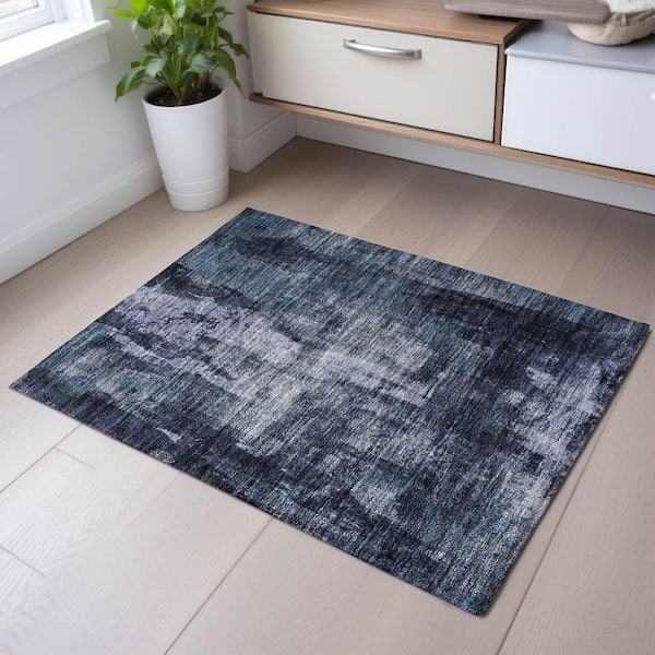 Mayfield Premium Machine Washable Abstract AMF1077 Navy 2 ft. x 3 ft. Area Rug