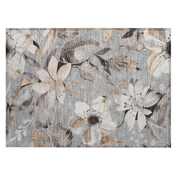 Chantille Machine Washable Indoor/Outdoor Abstract ACN2260 Gray 1 ft. 8 in. x 2 ft. 6 in. Accent Rug
