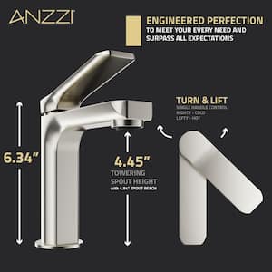 Single-Handle Single-Hole Bathroom Faucet with Pop-Up Drain in Brushed Nickel
