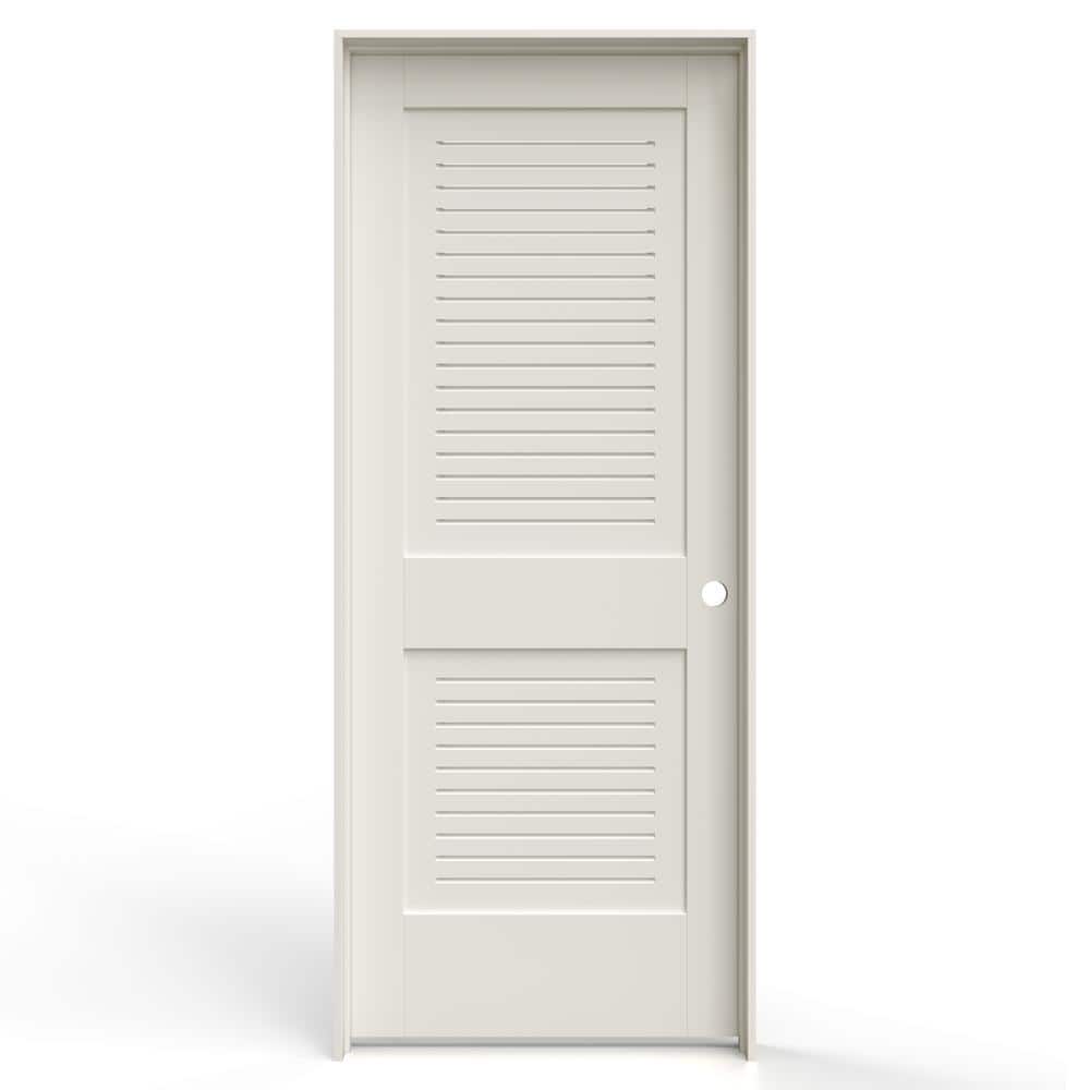 32 in. x 80 in. 2 Panel Left-Handed Primed MDF Wood Single Prehung Interior Door Full Modern Ventilated Panel Louver price history on PriceWatchPro