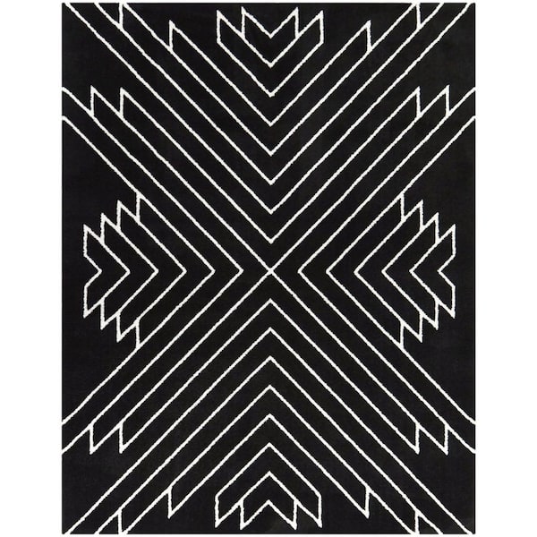 Henri Black 9 ft. x 12 ft. Geometric Area Rug