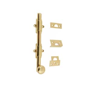 8 in. Heavy-Duty Solid Brass Polished Brass Surface Bolt with Round Knob