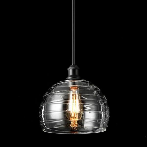 Rennnsan Chrisitne 1-Light Matte Black Modern Ribbed Clear