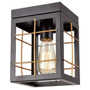 6.7 in. 1-Light Fixture Bronze Finish Modern Flush Mount with No Glass Shade 1-Pack
