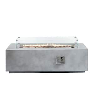 60 in. W x 18 in. H Outdoor Rectangular Concrete Metal Propane Gas Fire Pit Table in Gray with PVC Cover Included