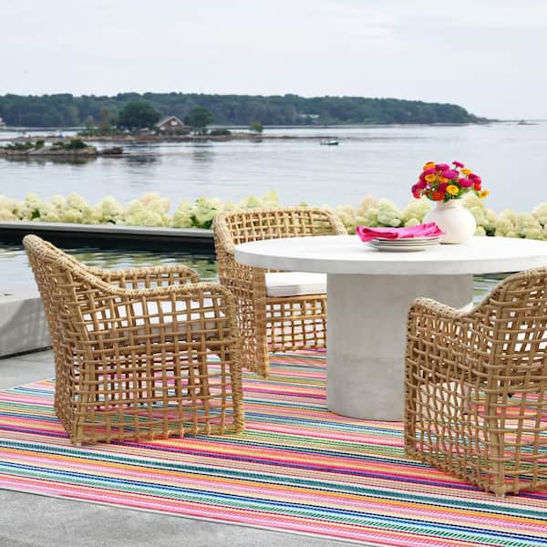 DASH & ALBERT Bright Stripe Handwoven Multi 6 ft. x 9 ft. Outdoor