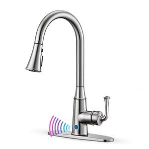 4-Mode Single Handle Pull Down Sprayer Kitchen Faucet with Touchless Sensor in Brushed Nickel