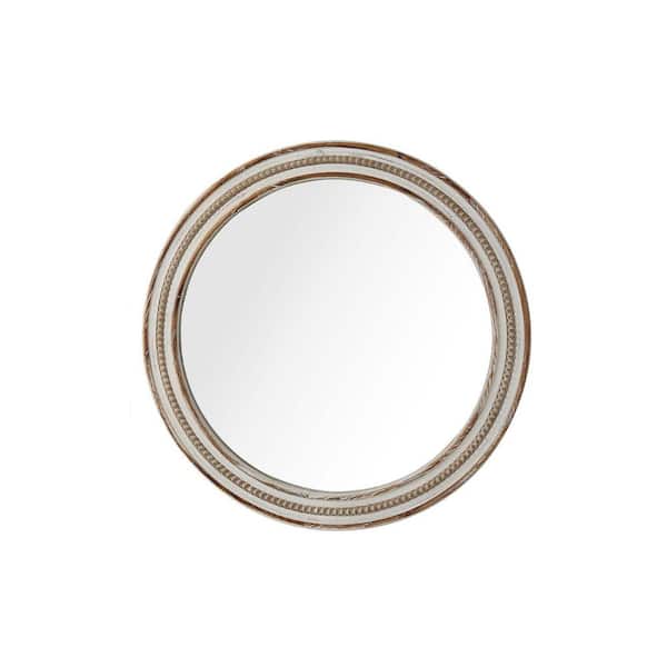 24 in. W x 24 in. H Round MDF Framed Wall Bathroom Vanity Mirror in Antique Natural
