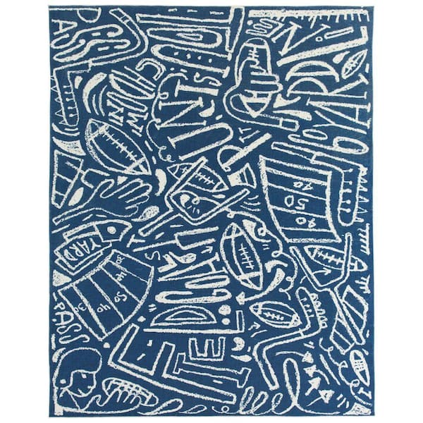 Sportsglyphs Blue 6 ft. x 8 ft. Area Rug