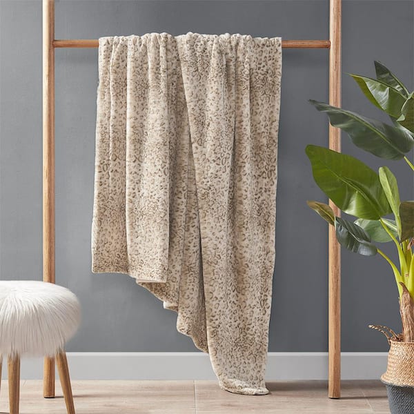 ilemong Oversized 60 in. x 70 in. Leopard Throw Blanket Comfortable Faux Fur Machine Washable Soft Throw