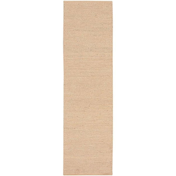 Natural Jute Bleached 2 ft. x 12 ft. All-over design Contemporary Runner Area Rug