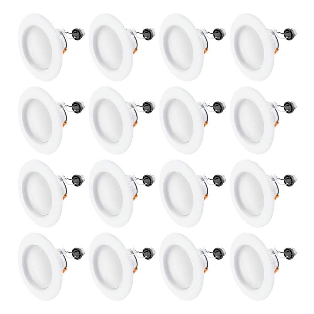 4 in. 850 Lumens Selectable CCT White High Output J-Box Integrated LED Canless Recessed Light Trim Downlight (16-Pack) price history on PriceWatchPro