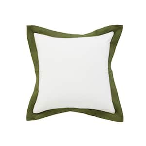 Empire White /Green Border Soft Poly-Fill 20 in. x 20 in. Indoor Throw Pillow