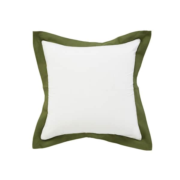 Unbranded Empire White /Green Border Soft Poly-Fill 20 in. x 20 in. Indoor Throw Pillow