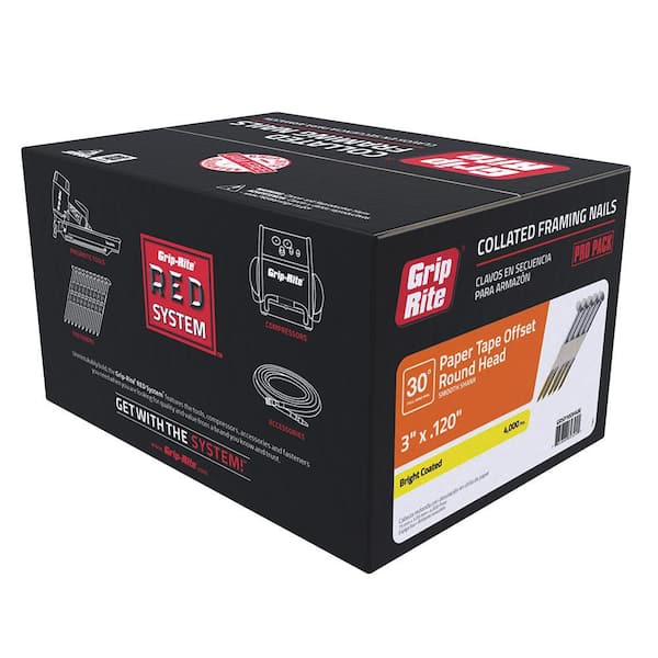 Grip-Rite 30 Degree Paper Tape Framing Nail, 3-1/4 In. x .120 In. (1000 Ct.)