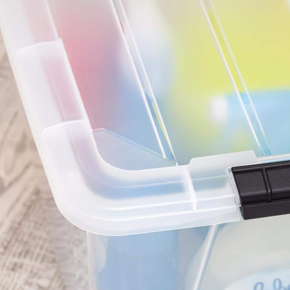 Clear 32 Qt Stackable Plastic Storage Bins with Lids, Set of 4