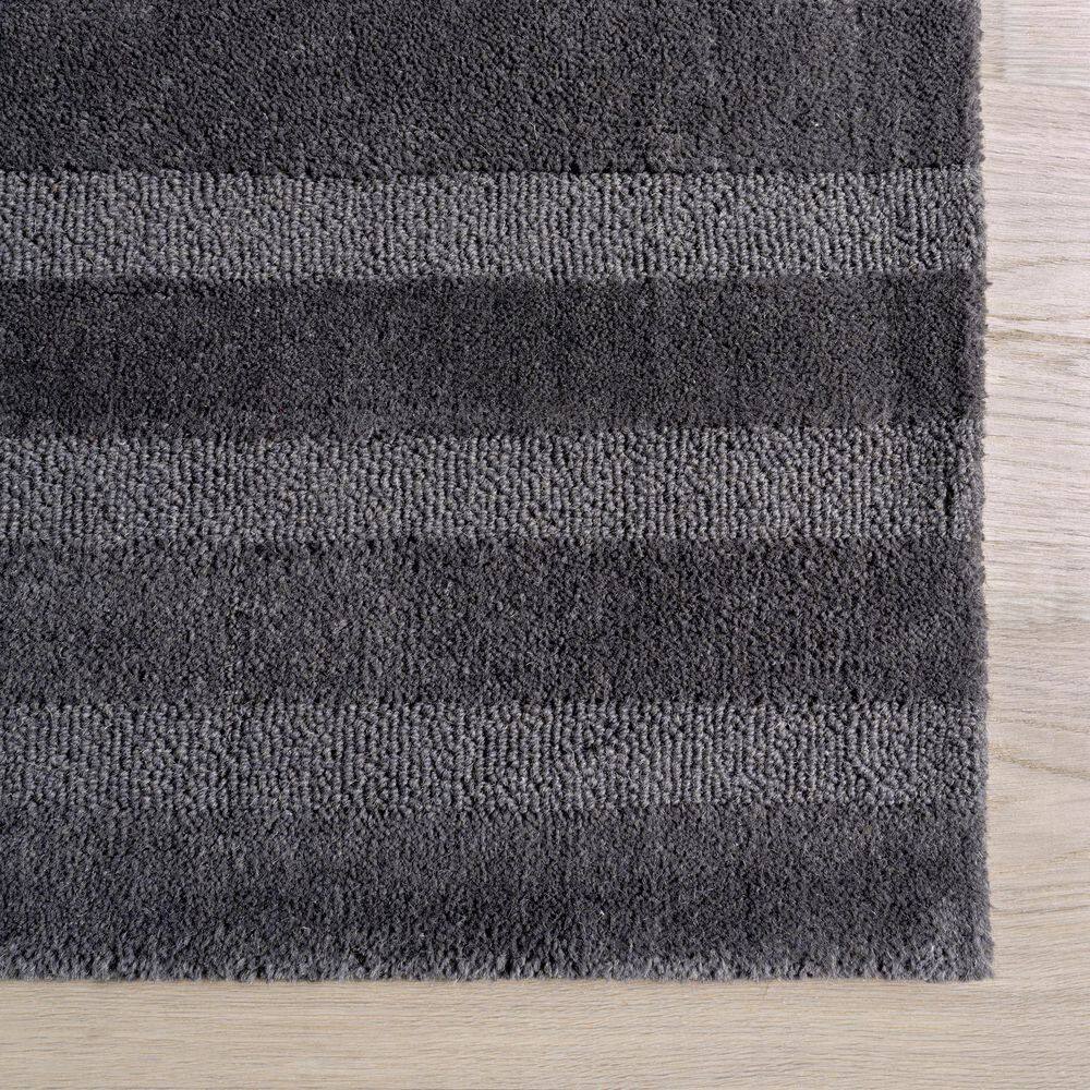 Gray Wool Handmade Striped 8' x 10' Area Rug