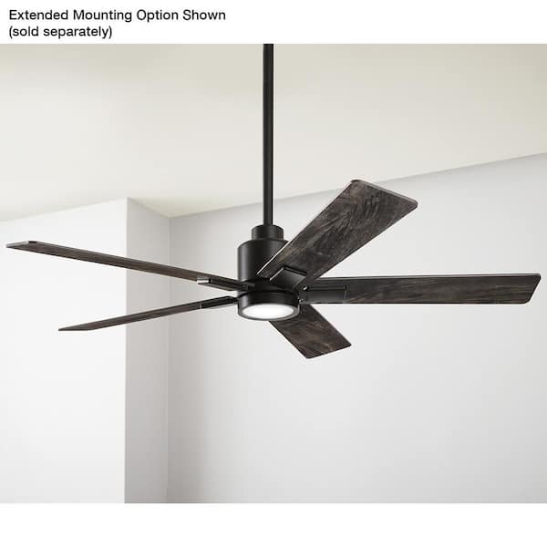 Zandra II 52 in. Indoor/Outdoor Matte Black Ceiling Fan with Light Kit and Remote Included Powered by Hubspace