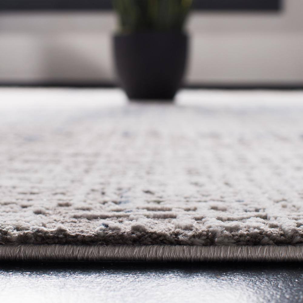 Gray and Blue Abstract Washable Rectangular Area Rug