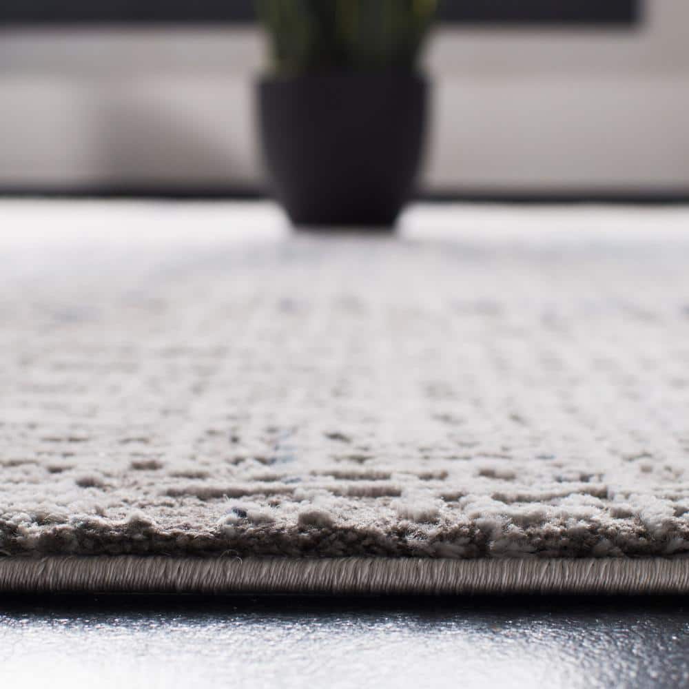 Contemporary Abstract Gray/Blue Synthetic 9' x 12' Area Rug