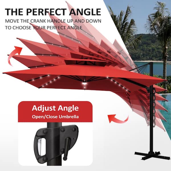 Solar Lighted - Red - Patio Umbrellas - The Home Depot