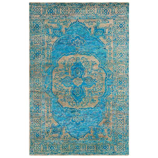 Tangier 5 ft. x 8 ft. Teal/Beige Medallion Area Rug