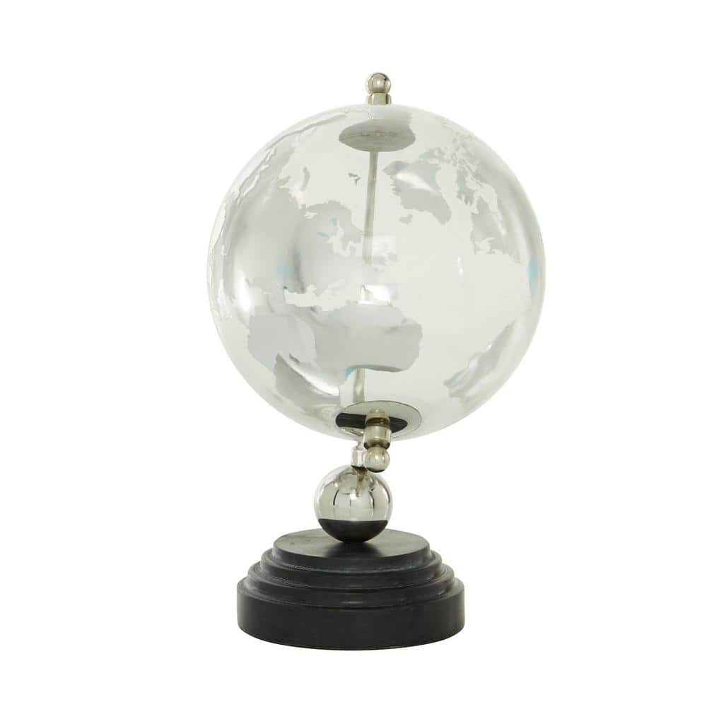 Elegant Silver Abstract Globe with Marble Base 8" x 13"