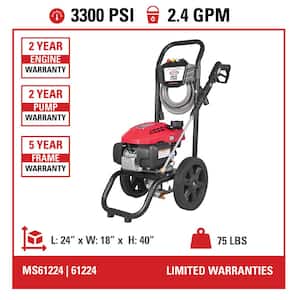 3300 PSI 2.4 GPM Cold Water Gas Pressure Washer with HONDA GCV200 Engine