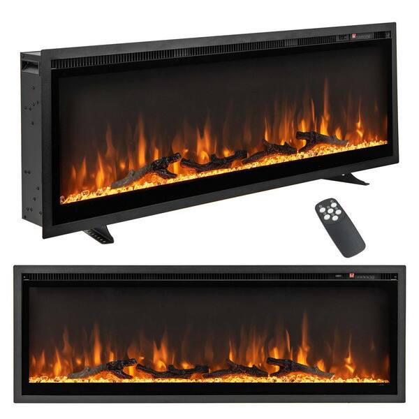 Costway 50 in. Wall Mounted Freestanding Metal Electric Fireplace
