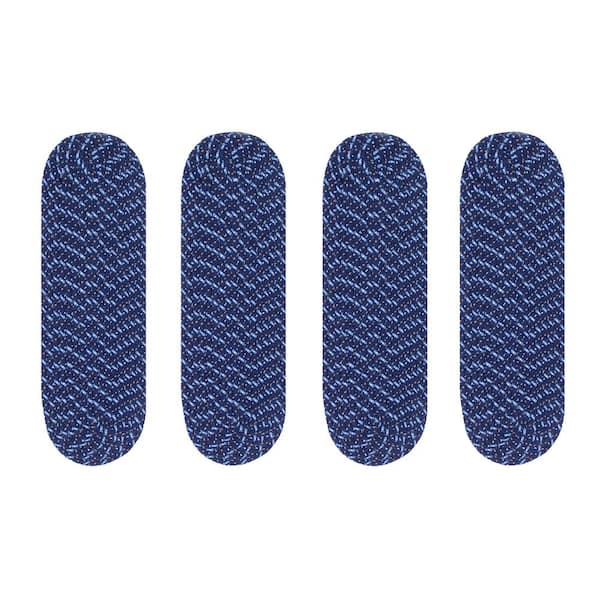 Better Trends Country Braid Collection Durable Stain Resistant Reversible Blue 9 in. x 29 in. Oval Striped Polypropylene Area Rug