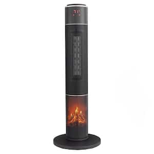 1500 W 33 in. Electric Tower Convection Ceramic Space Heater with 3D Realistic Flame