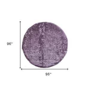 8' Round Purple Solid Color Area Rug